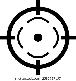 Target destination icon in black line style. Vector for apps or web shooting sniper rifle target circle logo for a gun sight and a focus sign Crosshairs Bullseye isolated on transparent background