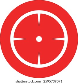 Target destination icon in red flat style. Vector for apps or web shooting sniper rifle target circle logo for a gun sight and a focus sign Crosshairs Bullseye isolated on transparent background
