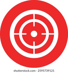 Target destination icon in red flat style. Vector for apps or web shooting sniper rifle target circle logo for a gun sight and a focus sign Crosshairs Bullseye isolated on transparent background