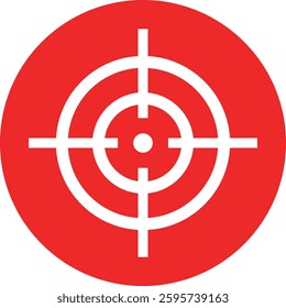 Target destination icon in red flat style. Vector for apps or web shooting sniper rifle target circle logo for a gun sight and a focus sign Crosshairs Bullseye isolated on transparent background