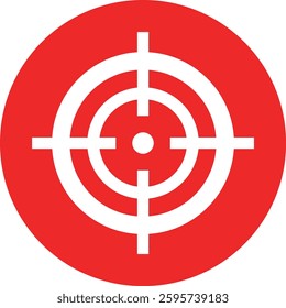 Target destination icon in red flat style. Vector for apps or web shooting sniper rifle target circle logo for a gun sight and a focus sign Crosshairs Bullseye isolated on transparent background