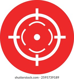 Target destination icon in red flat style. Vector for apps or web shooting sniper rifle target circle logo for a gun sight and a focus sign Crosshairs Bullseye isolated on transparent background