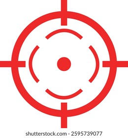 Target destination icon in red line style. Vector for apps or web shooting sniper rifle target circle logo for a gun sight and a focus sign Crosshairs Bullseye isolated on transparent background