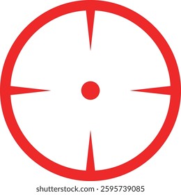 Target destination icon in red line style. Vector for apps or web shooting sniper rifle target circle logo for a gun sight and a focus sign Crosshairs Bullseye isolated on transparent background