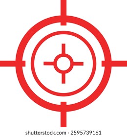 Target destination icon in red line style. Vector for apps or web shooting sniper rifle target circle logo for a gun sight and a focus sign Crosshairs Bullseye isolated on transparent background