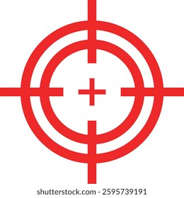 Target destination icon in red line style. Vector for apps or web shooting sniper rifle target circle logo for a gun sight and a focus sign Crosshairs Bullseye isolated on transparent background