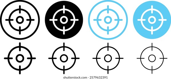 Target destination icon set. Goal symbol collection. Simple target with arrow. Darts icon 