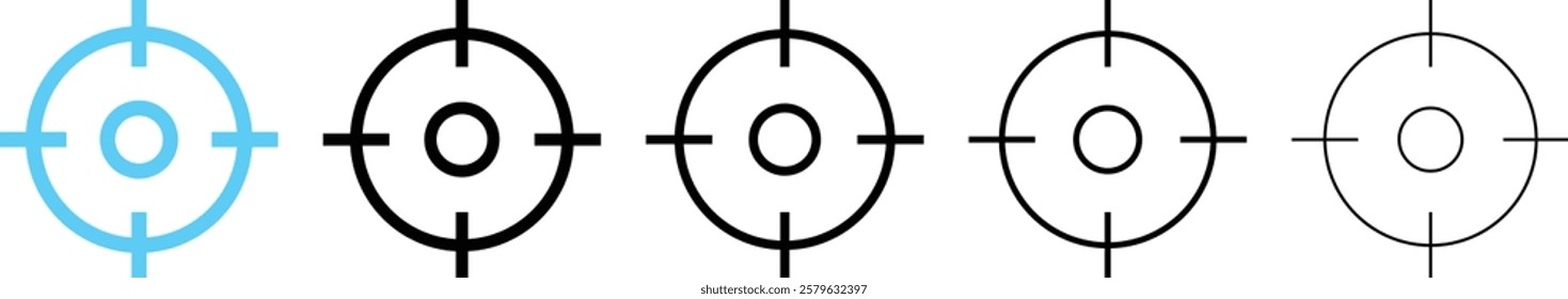 Target destination icon set. Goal symbol collection. Simple target with arrow. Darts icon 