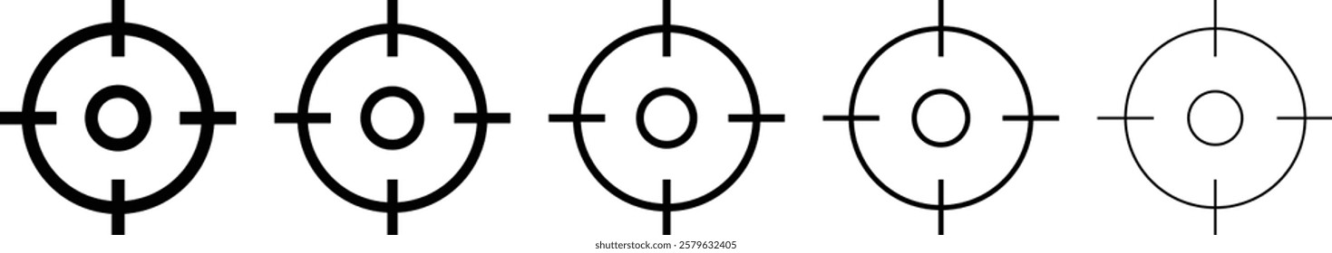Target destination icon set. Goal symbol collection. Simple target with arrow. Darts icon 