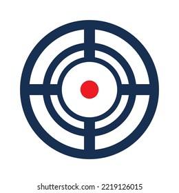 Target Destination With Red Dot Icon. Aim Sniper Shoot. Focus Cursor Symbol. Bull Eye Mark. Vector Isolated On White.