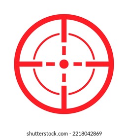 Zielrotes Symbol für das Ziel. Aim-Scharfschützen-Shooting. Crosshair-Schild. Cursor-Symbol fokussieren. Schranke Augenmarke. Vektorgrafik einzeln auf Weiß.	