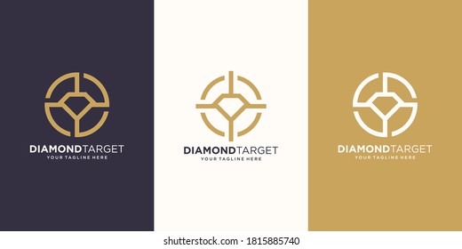 target diamond Logo designs Template. symbol diamond combined with target sign.