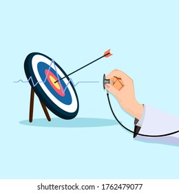 The target and the doctor are examining the target.Goal keeping. illustration