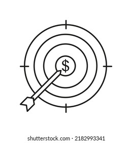 Target, dollar concept line icon. Simple element illustration. Target, dollar concept outline symbol design from business set. Can be used for web and mobile on white background
