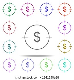target dollar icon. Elements of finance in multi color style icons. Simple icon for websites, web design, mobile app, info graphics