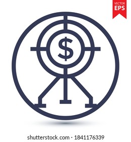 Target with dollar symbol icon vector in round. Detective icon. Eps10 vector illustration.