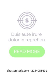 Target with dollar vector, American currency in circle aim with lines, spot isolated flat style. Business and finances assets website with information