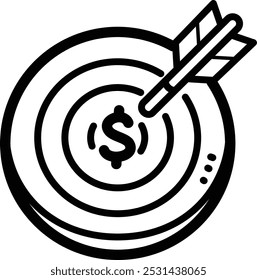 Icono e ilustración de Vector doodle objetivo
