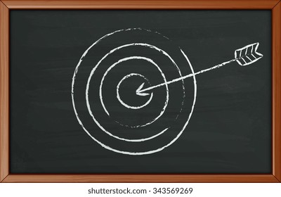 Target drawing on blackboard background. Vector Illustration