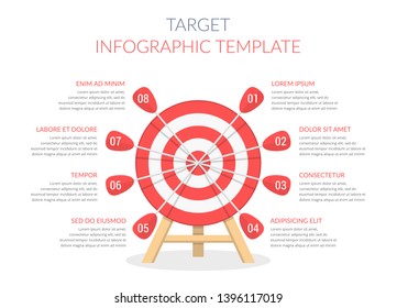 Target With Eight Arrows, Infographic Template, Vector Eps10 Illustration