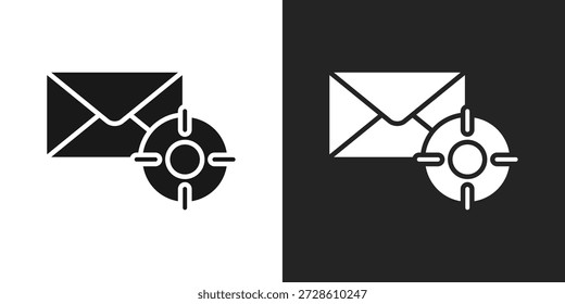 Ícone de e-mail alvo em preto e branco Glyph Style