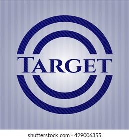 Emblema objetivo con textura jean