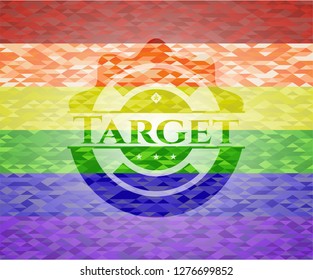 Target emblem on mosaic background with the colors of the LGBT flag