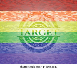 Target emblem on mosaic background with the colors of the LGBT flag