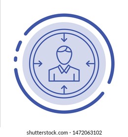 Target, Employee, Hr, Hunting, Personal, Resources, Resume Blue Dotted Line Line Icon