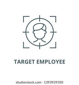 Target employee vector line icon, linear concept, outline sign, symbol