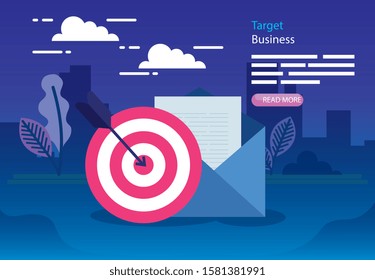 Target and envelope design, Solution success strategy idea problem innovation and creativity theme Vector illustration
