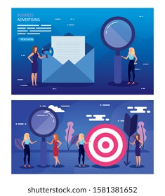 Target envelope and people design, Solution success strategy idea problem innovation and creativity theme Vector illustration