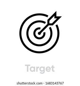 Target Epidemic icon. Editable line vector. Stylized arrow sign in the center of the goal. Single pictogram.