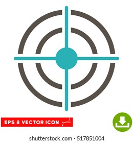 Target EPS vector icon. Illustration style is flat iconic bicolor grey and cyan symbol on white background.