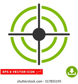 Target EPS vector icon. Illustration style is flat iconic bicolor eco green and gray symbol on white background.