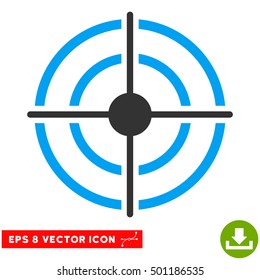 Target EPS vector pictogram. Illustration style is flat iconic bicolor blue and gray symbol on white background.