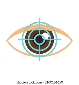 Icono de examen ocular objetivo. Ilustración plana del icono vectorial del examen ocular objetivo aislado en el fondo blanco