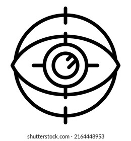 Vector de contorno de icono de ojos de destino. Objetivo de éxito. Informe cibernético