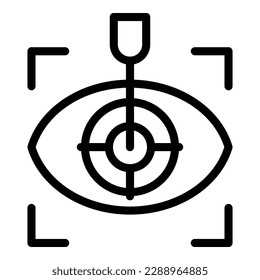 Vector de contorno del icono de corrección láser ocular de destino. Optima de visión. Comprobación de la atención médica
