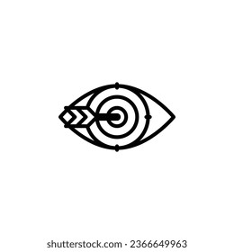 Destino con el icono de contorno ocular. Ilustración vectorial. Icono aislado es adecuado para web, infografías, interfaces y aplicaciones.
