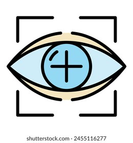Target eyeball icon. Outline target eyeball vector icon color flat isolated on white