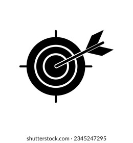 Target Fill Icon Symbol Vector. Black Glyph Target Icon