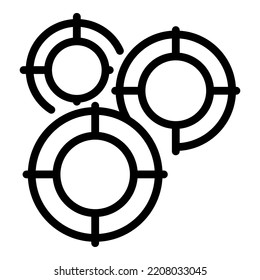 Vector de esquema de icono de financiación de destino. Idea creativa. Persona de trabajo