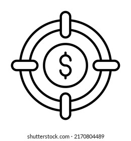 icono de línea de vectores relacionados con finanzas de destino. Pixel de Stroke Editable Perfecto.