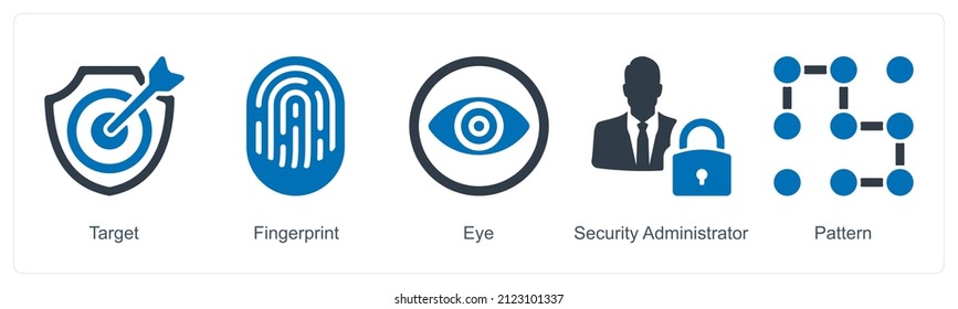 Target And Fingerprint Icon Concept