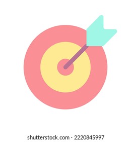 Icono de ui color plano de destino. Logro de los objetivos. Competencia deportiva. Entreteniendo el juego. Golpear el objetivo. Elemento simple relleno para la aplicación móvil. Pictograma sólido colorido. Ilustración RGB aislada por vectores