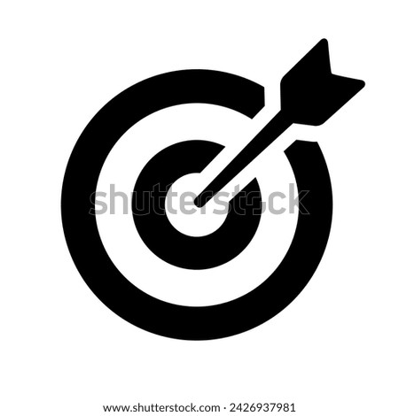 Target flat icon, archery target with arrow isolated, goal symbol, victory sign, darts bullseye logo