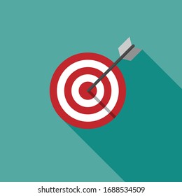 Target flat icon with dart isolated on background. Vector illustration. Eps 10.