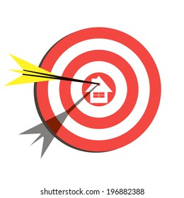 Target Flat Icon Design. Aim with House in the Center.