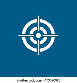 Target Flat Icon On Blue Background